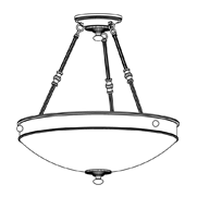 Alabaster Bowl Light Fixture with 3 rods