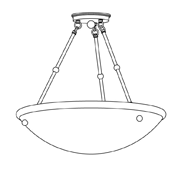 Alabaster Bowl Light Fixture with 3 Rods